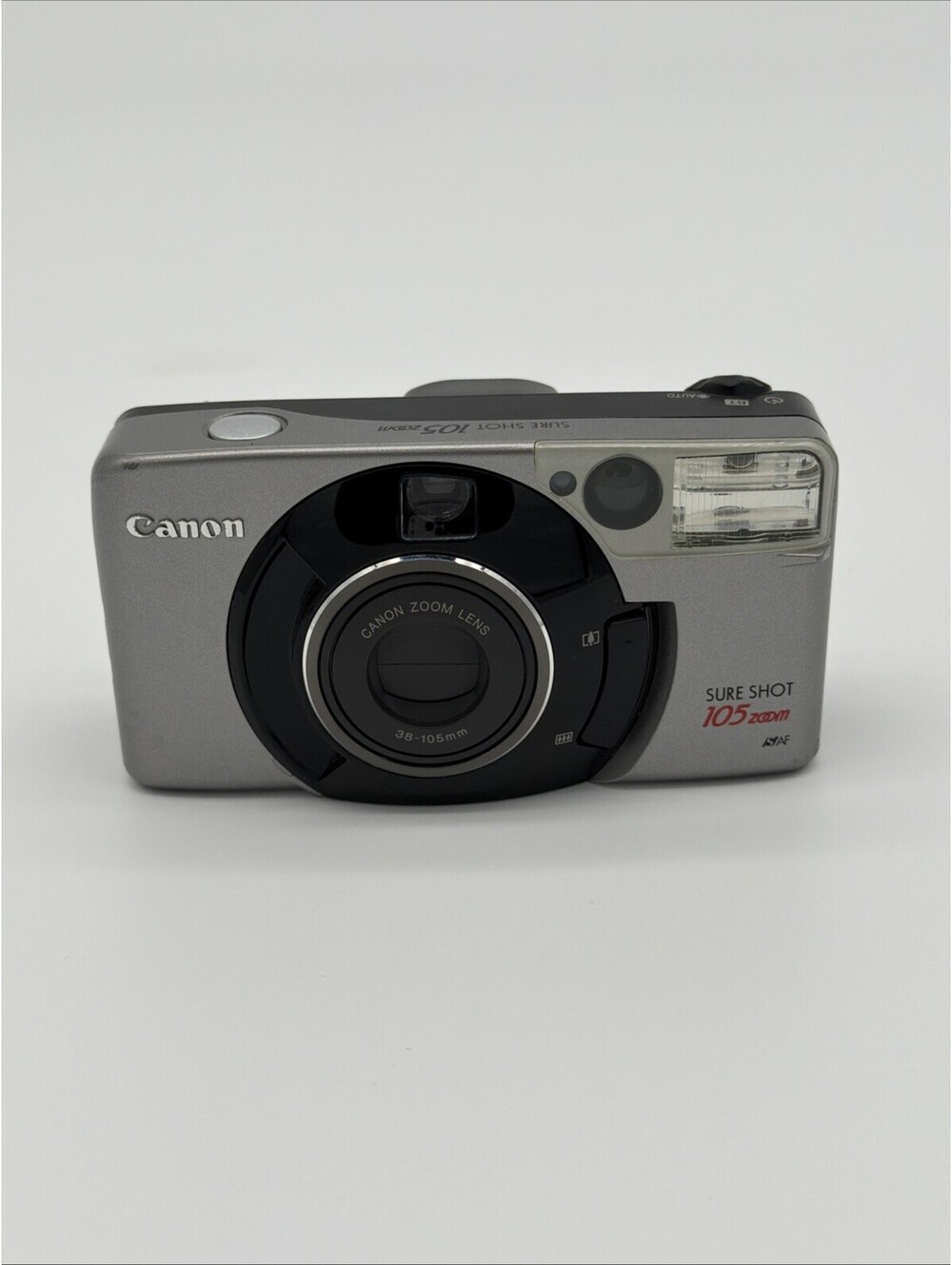 Canon Sure Shot 105 Zoom 35mm Film Camera 38-105mm Lens Silver Compact WORKING